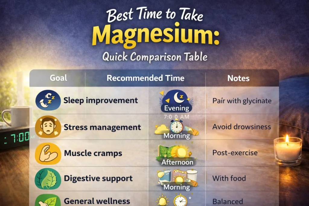 Best Time to Take Magnesium: Quick Comparison Table